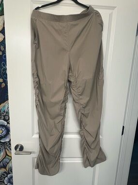 2 pair of Lululemon high rise dance studio pants. Straight leg.  Grey and tan.